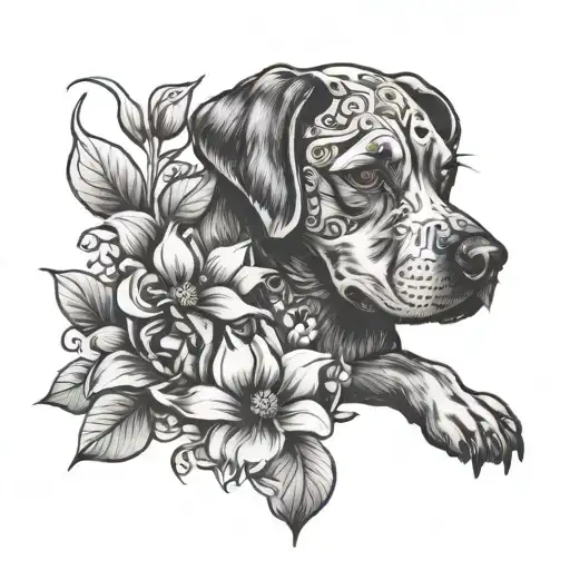 Dog Flowers Intertwined