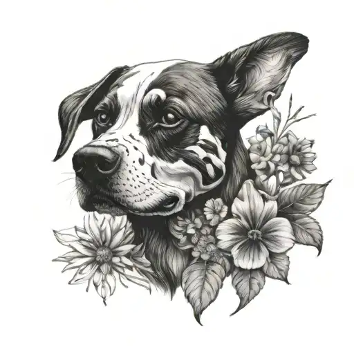 Dog Face Wildflowers Growing Out Of Skull