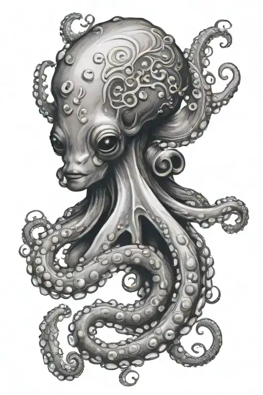 Feminine Octopus Tattoo Design