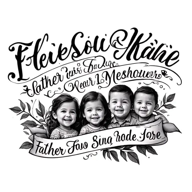Father And Kids Names Incorporated Into The Design