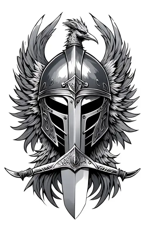 Phoenix And Gladiator Helmet With Sword