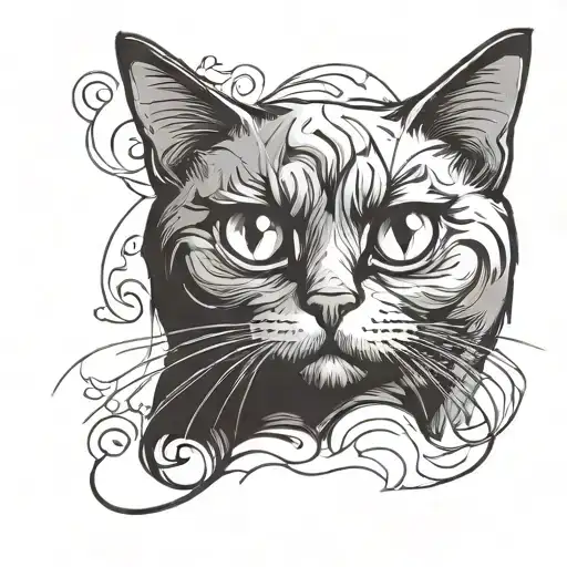 Black Cat With Big Eyes Looking