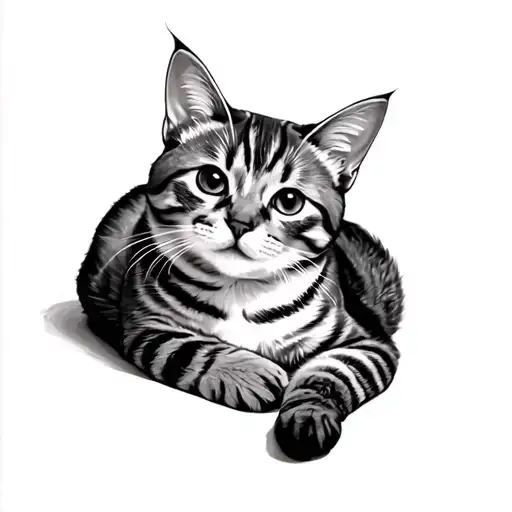 Playful Realism Tabby Cat Lounging