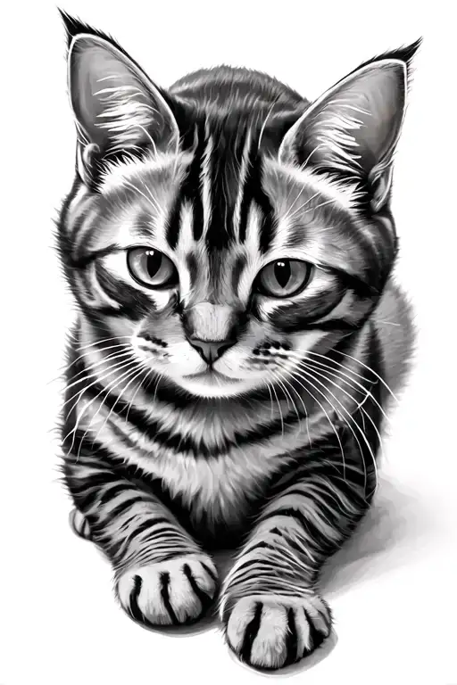 Playful Realism Tabby Cat Lounging