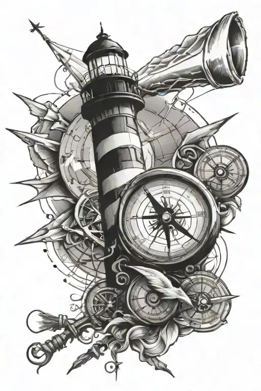 Lighthouse And Compass