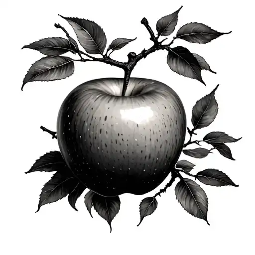 Feminine Tree With Branches And One Apple On A Branch