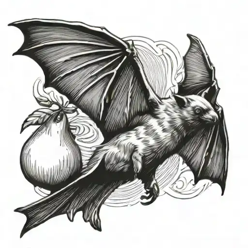 Fruit Bat Stabbing A Pear