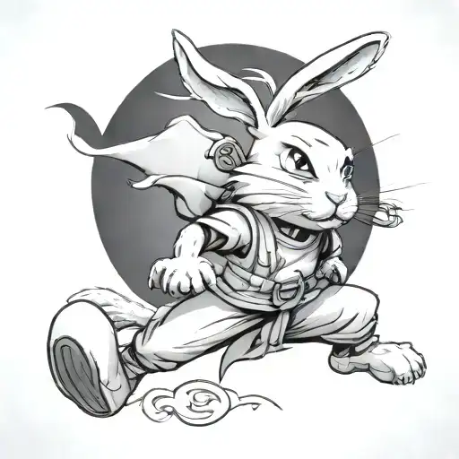 Cartoon Rabbit Naruto Running Sideways