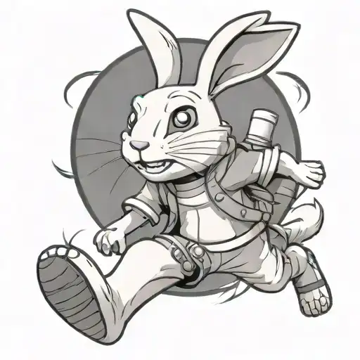 Cartoon Rabbit Naruto Running Sideways