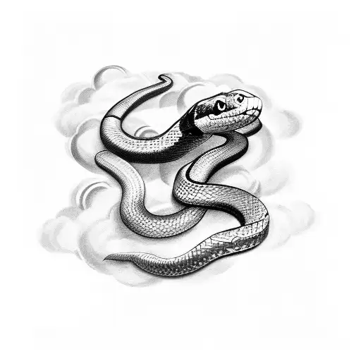 Snake Wrapping Around Arm With Cloud Background
