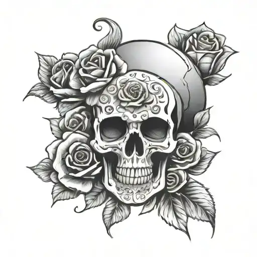 Skull Sand Watch Rose Surrounded