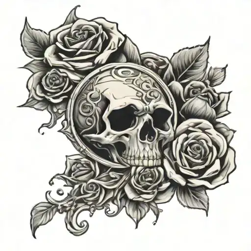 Skull Sand Watch Rose Surrounded