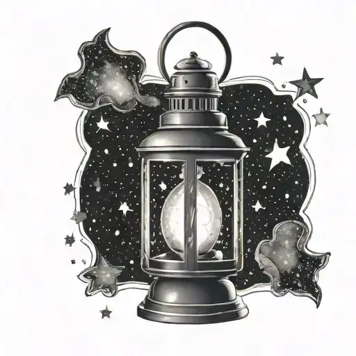 Lantern With Galaxy Filled With Stars Forming The Shape