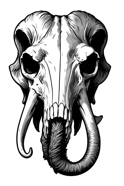 Woolly Mammoth Skull Black