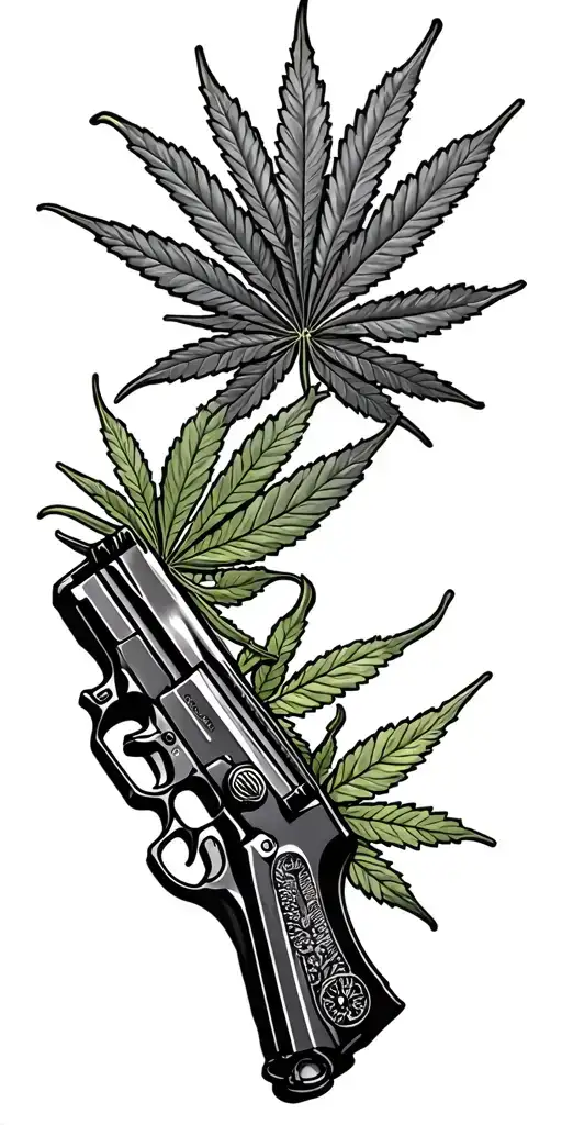 Guns And Weed Leaf