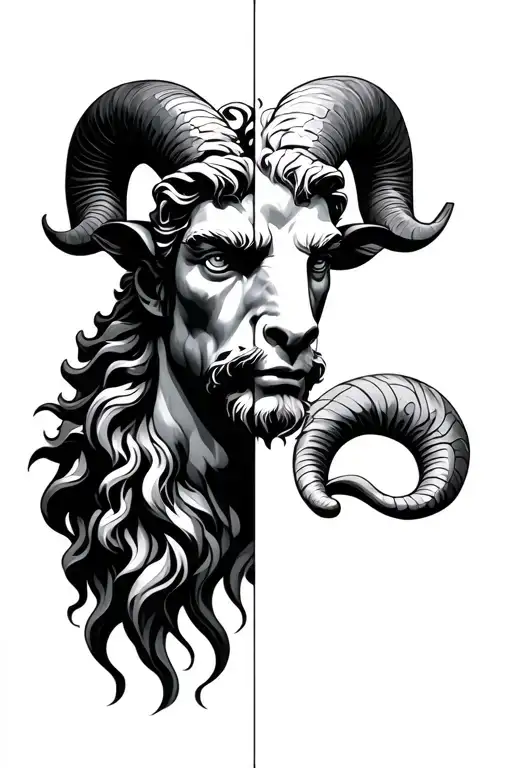 Zeus With Aries Ram In The Split Same Face