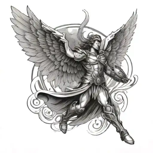 Dark Archangel Flying Towards