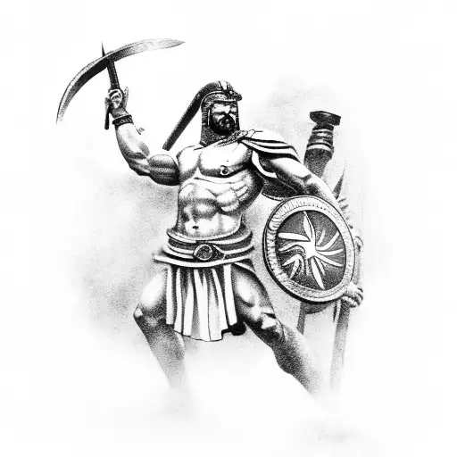 Spartan Against Zeus With Lightning