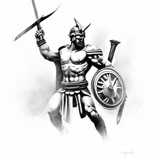 Spartan Against Zeus With Lightning