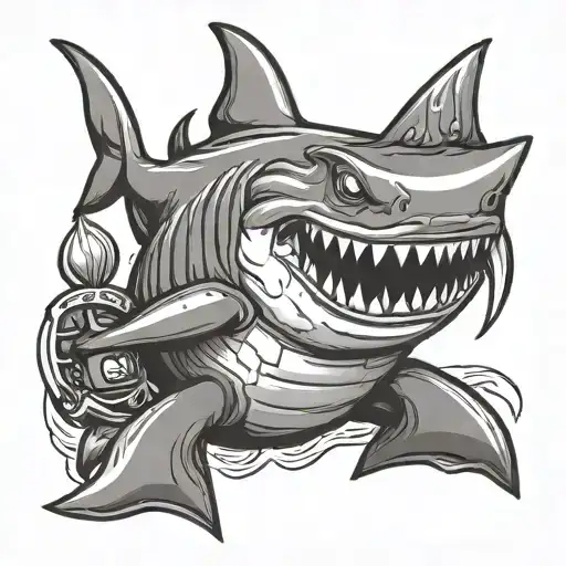 Cartoon Shark Wearing A Pickle Costume