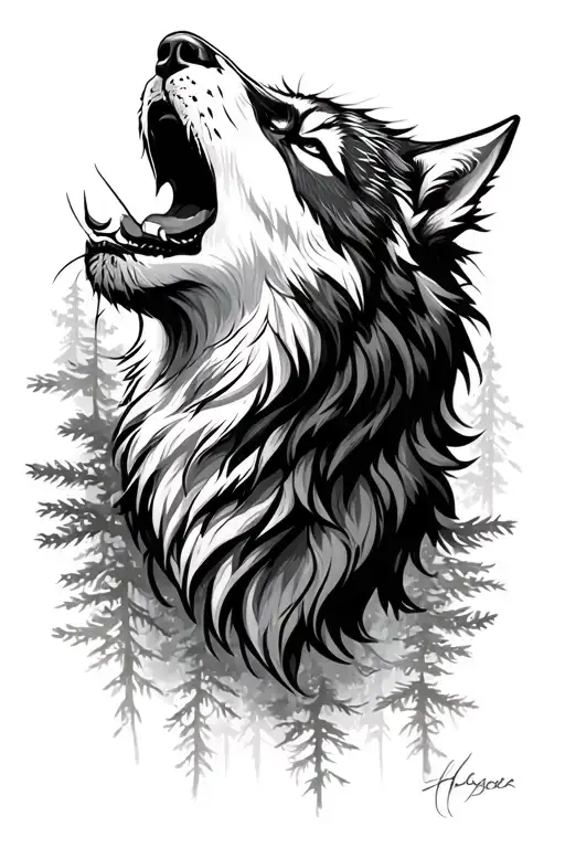 Forest And Wolf Howling