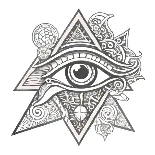Horus Eye Symbol Inside Triangle With Trisketa