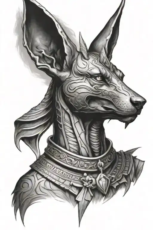 Anubis In Ganzer Form Realistic Portrait