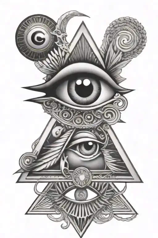 Horus Eye Symbol Inside Triangle With Trisketa