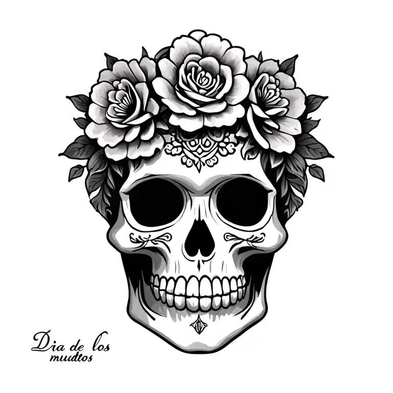 Dia De Los Muertos Theme With Skull And Names A Tattoo Design