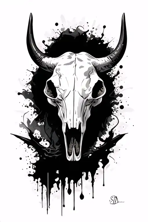 3D Bull Skull On Right Hand