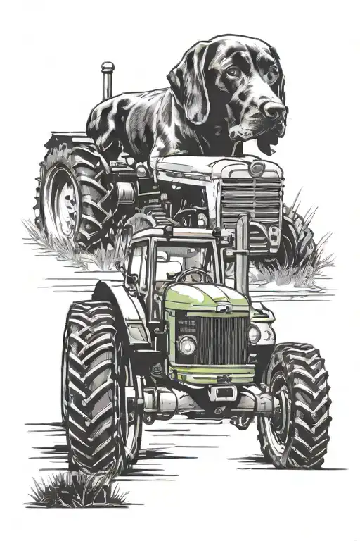 Gsp Dog And Tractor
