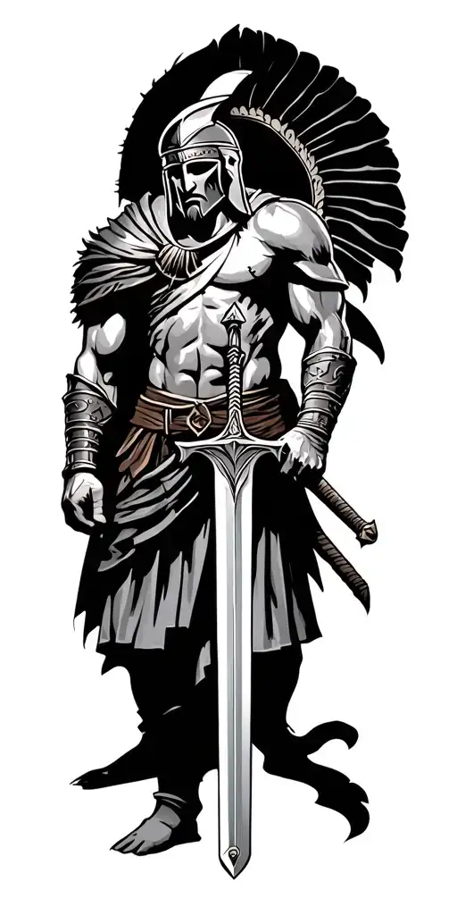 Old Spartan With Sword