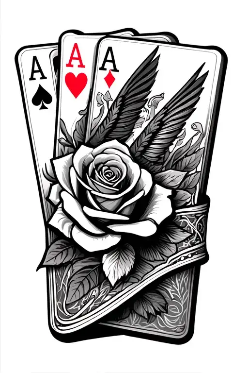 Tooled Leather Featuring Rose Royal Flush Hand Of Cards And Road Runner