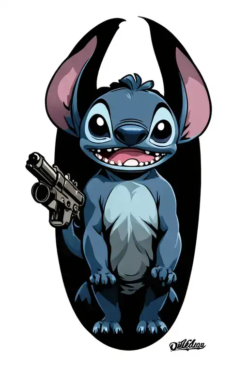 A Manly Stitch From Lilo And Stitch With Blasters