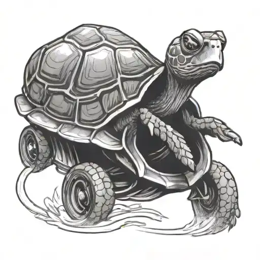 Turtle Driving A Hot Rod