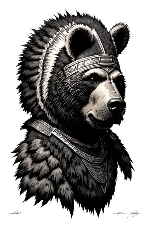 Incan Warrior Wearing The Pelt Of A Bear Head