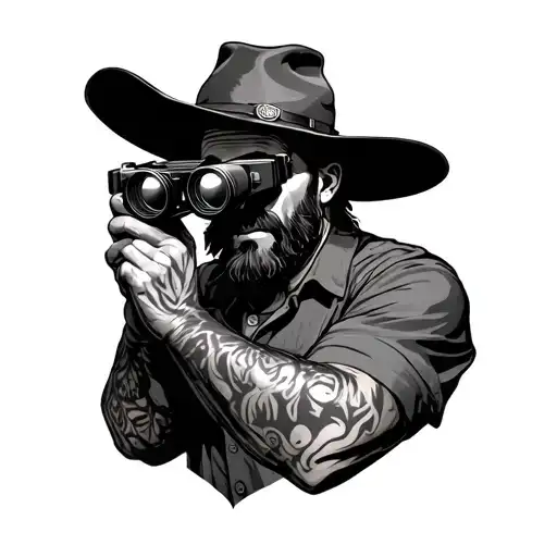Cowboy Holding A Set Of Night Vision Goggles