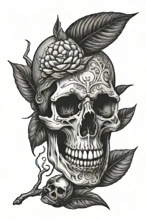 A Mango Fruit And A Skull