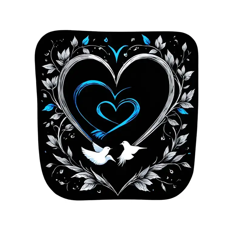 One Blue Heart And One Black Heart And One White Dove