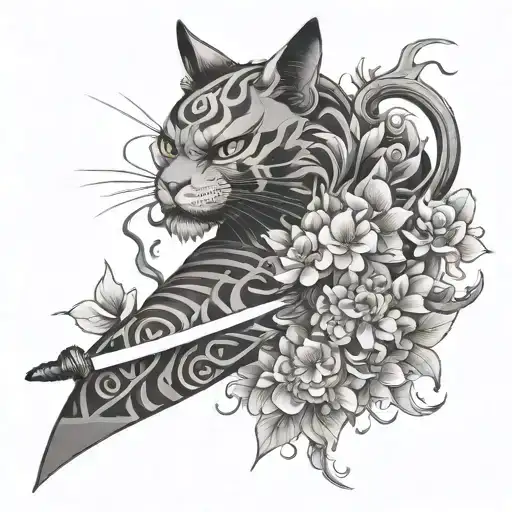 Melanesian Nike Black Cat Samurai Full Sleeve Sneakers Japanese Flower