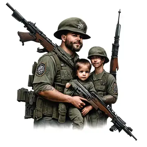 Family Military History Inspired Tattoo Featuring