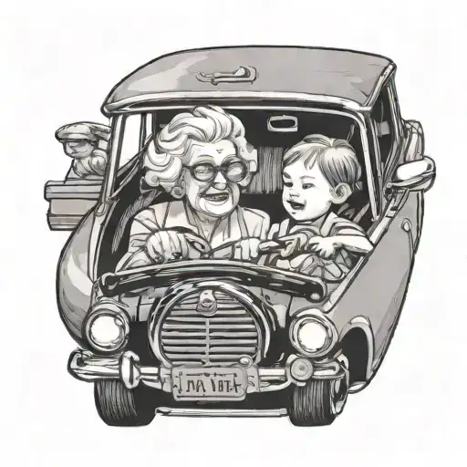 Grandma Driving Her Grandaughter In A Car Driving