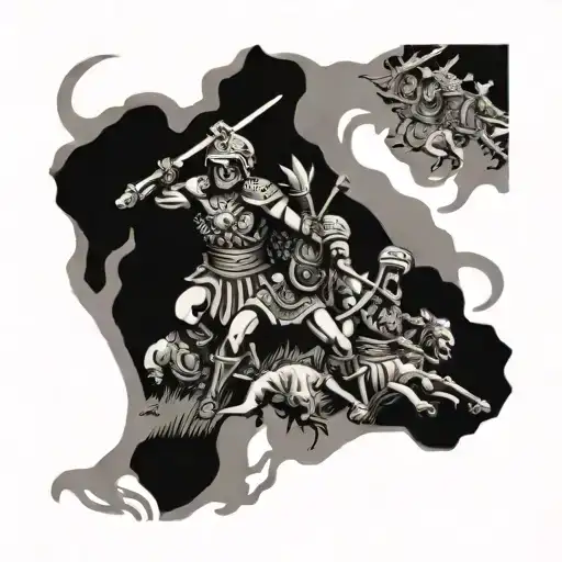 African Tribal Inspired Design Featuring War Battle Scene