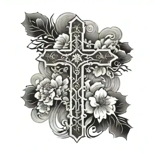 Cross With Japanese Theam Background Black