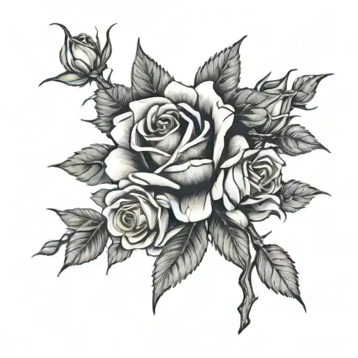 Black Work Thorn And Roses