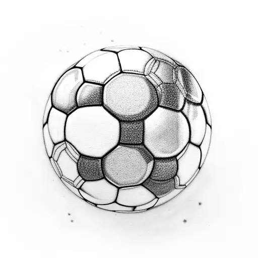 A Black-grey Tattoo Of A Soccer Ball Merging With A Galaxy
