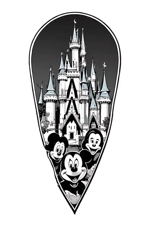 Disneyland Castle With Classic Characters