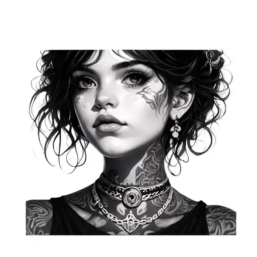 Girls Face With Sub Necklace