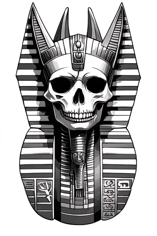 Egypt Pharao Skull Anubis With Egypt Signs