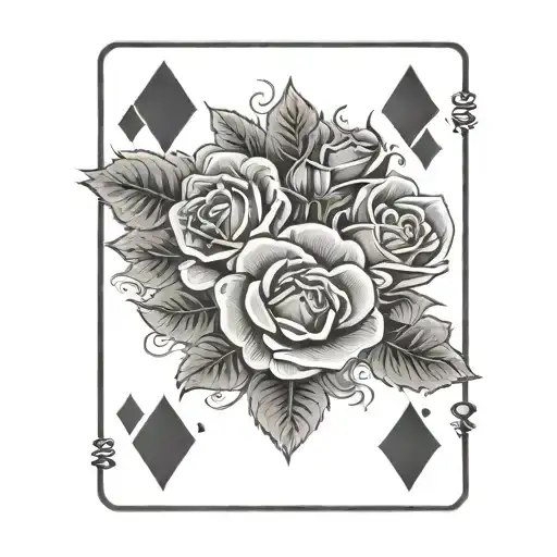 4 Aces Playing Cards With Roses No Shading More Line